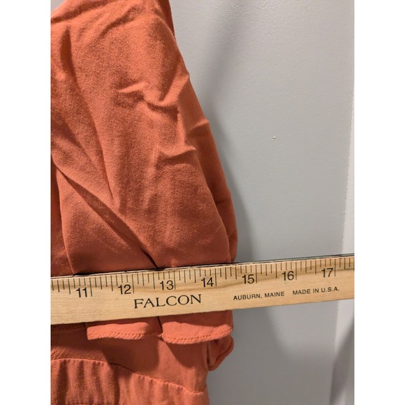 FREE PEOPLE Flock of Birds Burnt Orange Ruffle‎ Maxi Dress S L - Picture 10 of 13